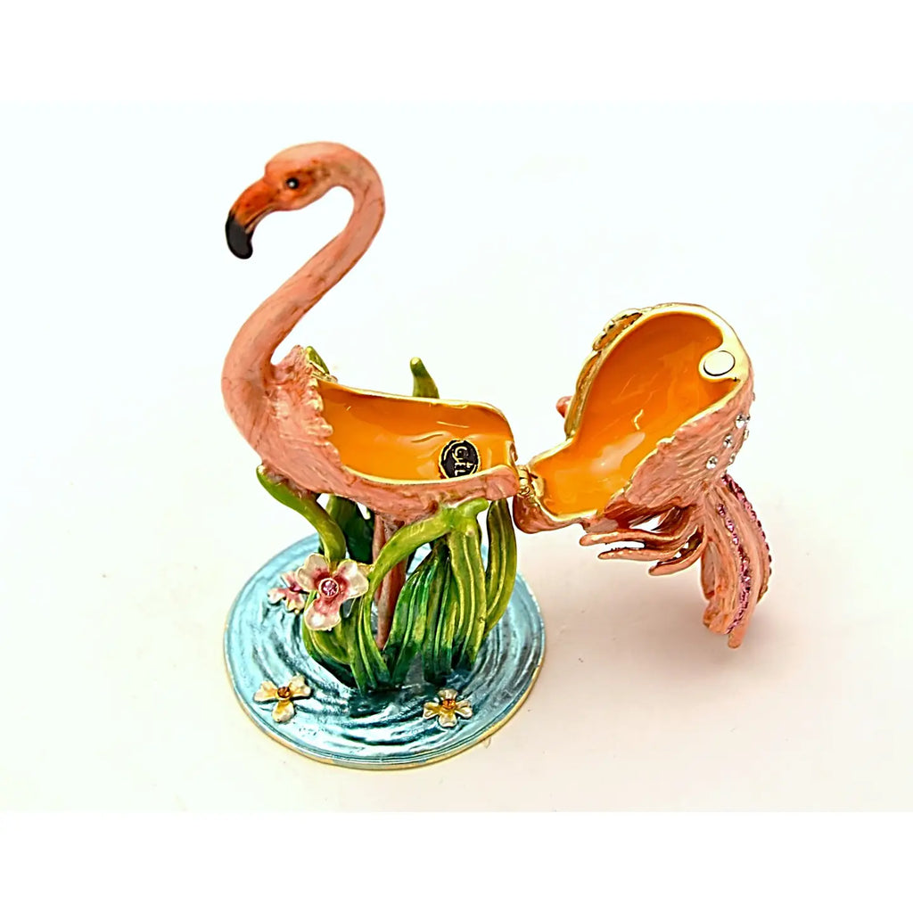 Hand Made Pink Flamingo Trinket Box | Palm Beach Home Decor