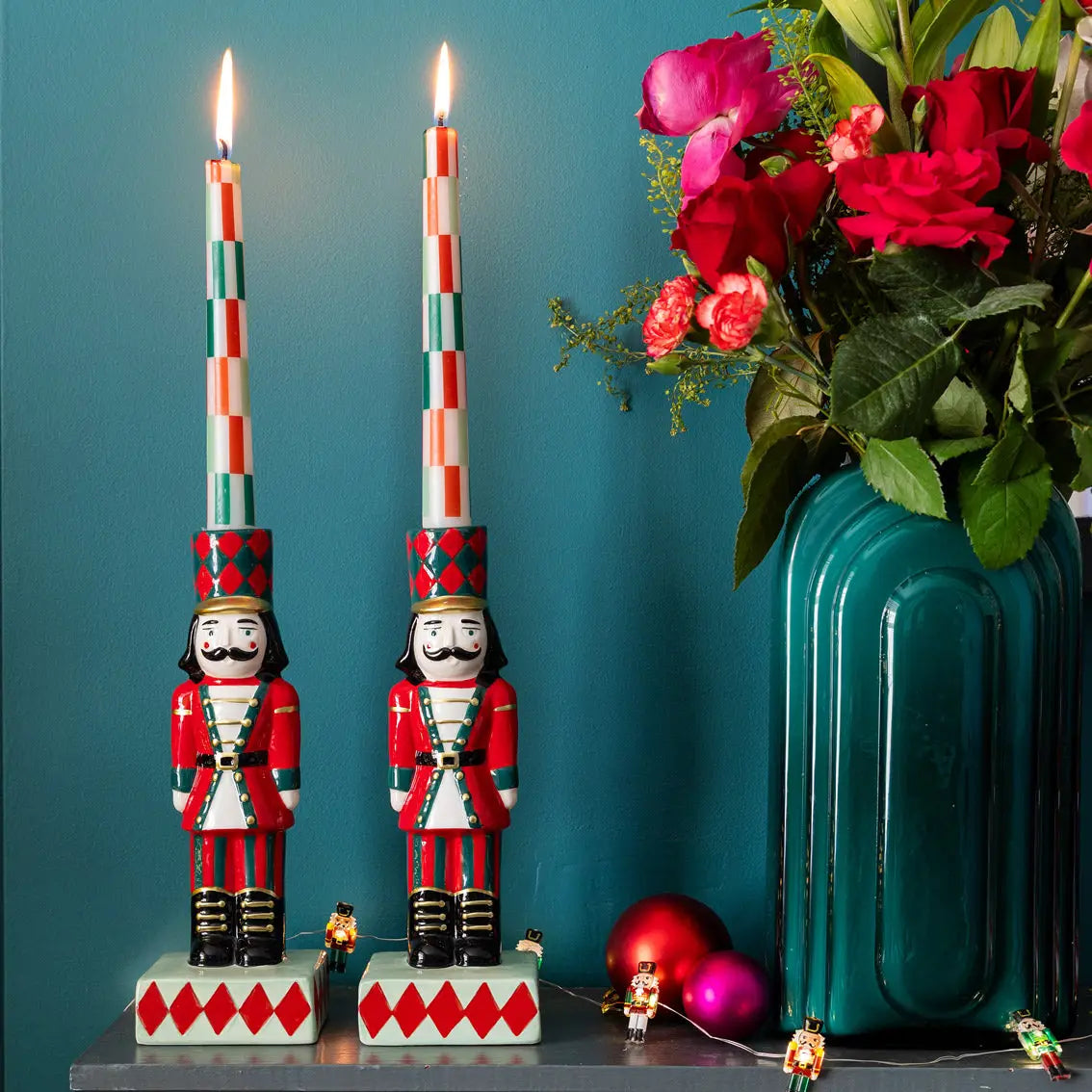 Hand-Painted Nutcracker Candlestick | Traditional Christmas Decor