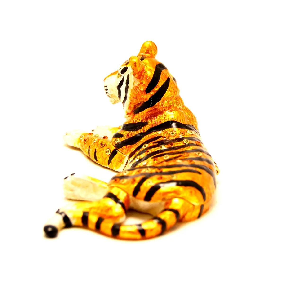 Hand-Painted Enamel Tiger Trinket Box | Grandmillennial Home Decor
