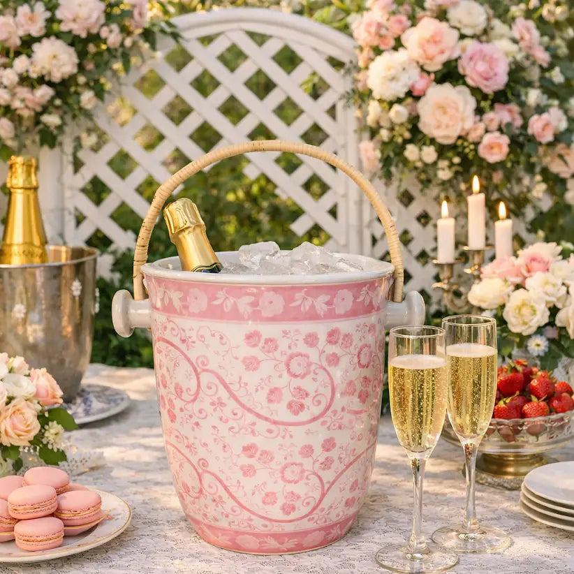 Pink Rose Blossom Ice Bucket
