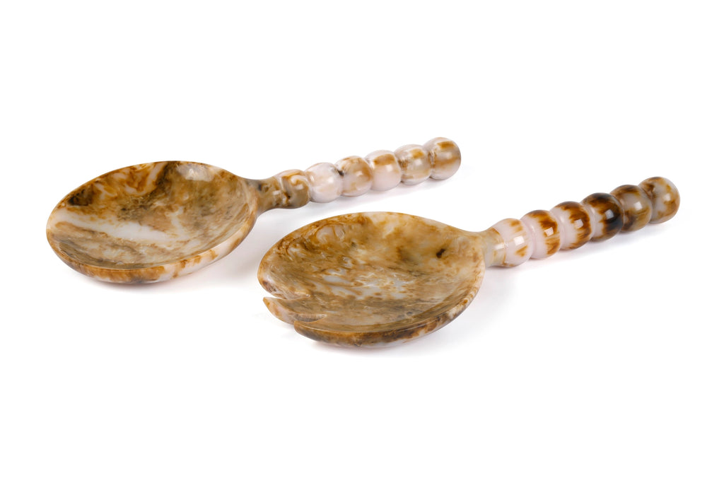 Resin Salad Servers Brown Set of 2