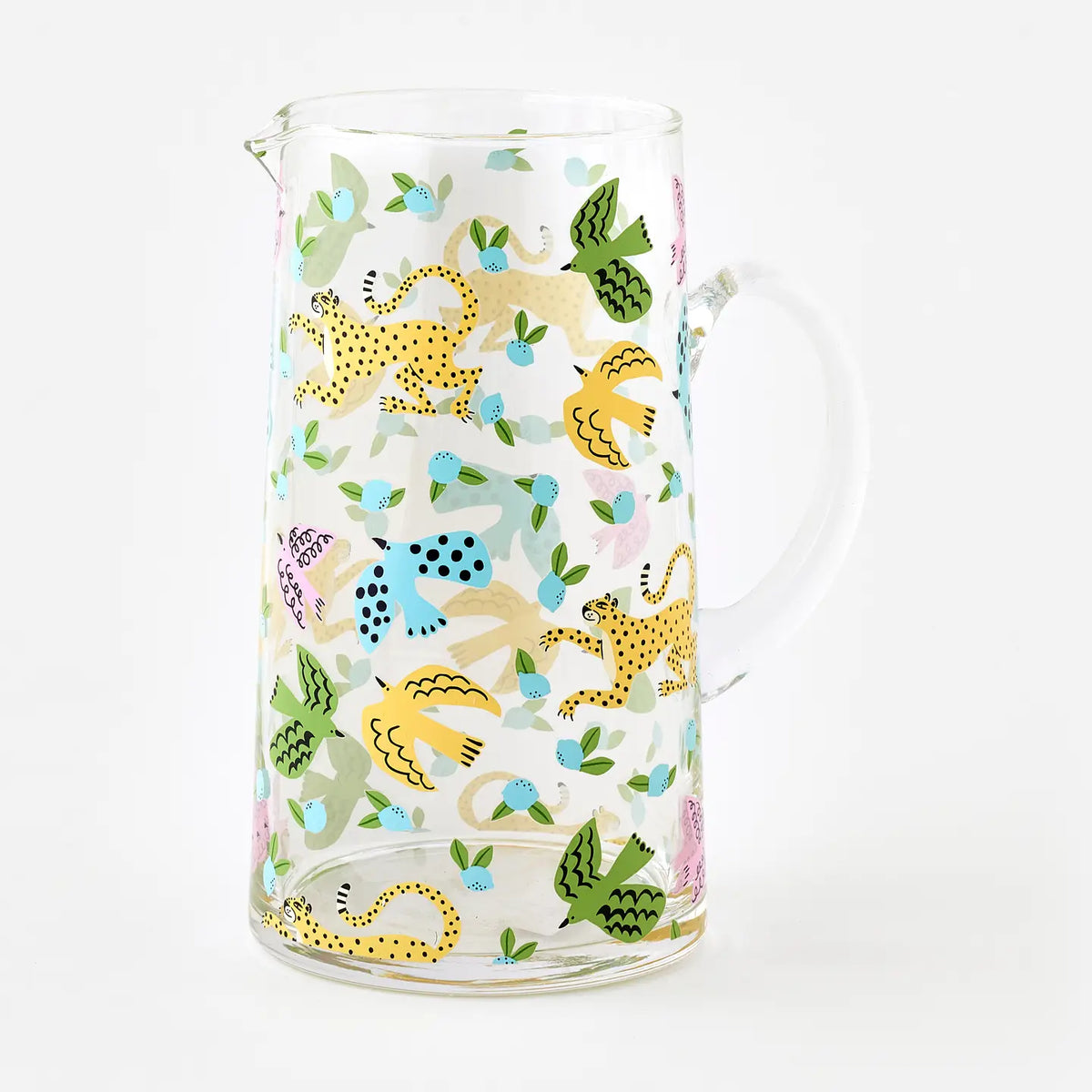 Bird & Leopard Glass Pitcher | Elevated Entertaining Tabletop