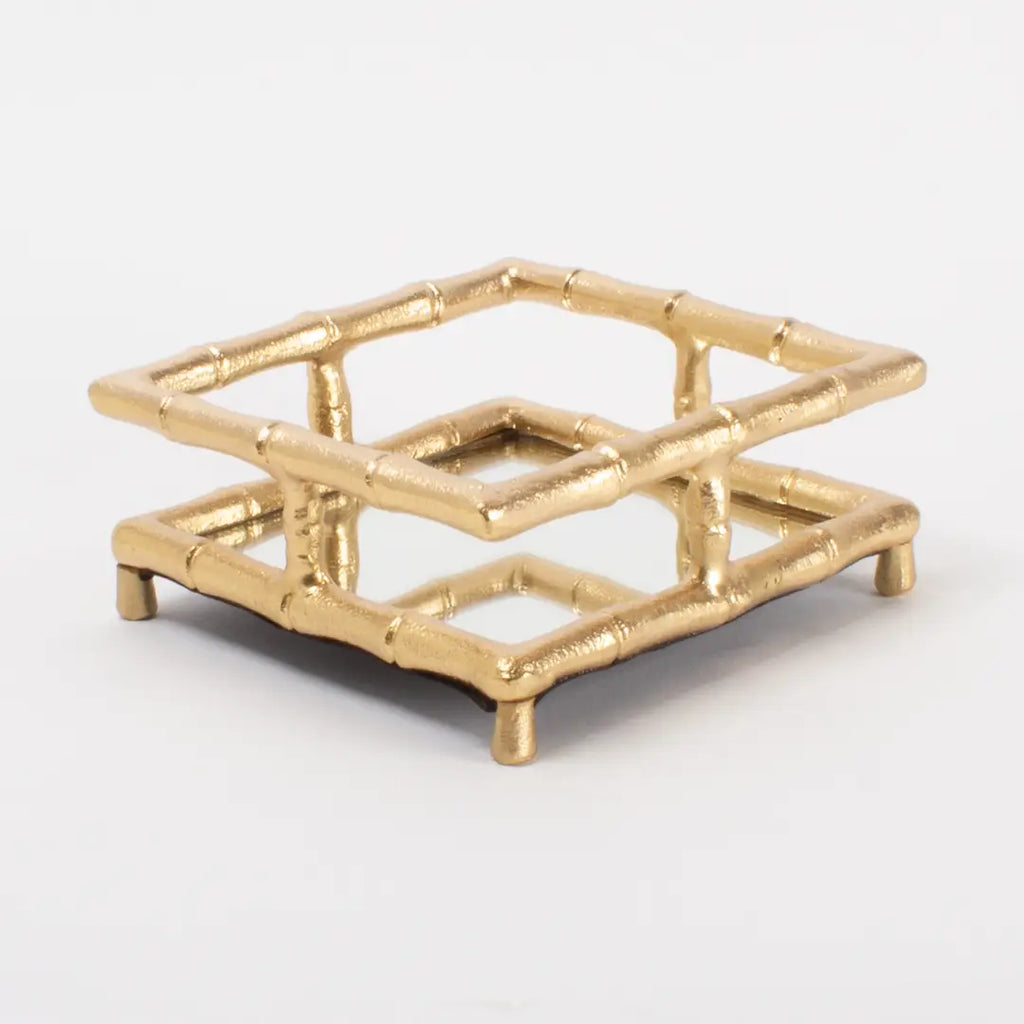 Gold Bamboo Cocktail Napkin Tray | Preppy Bar Cart Accent