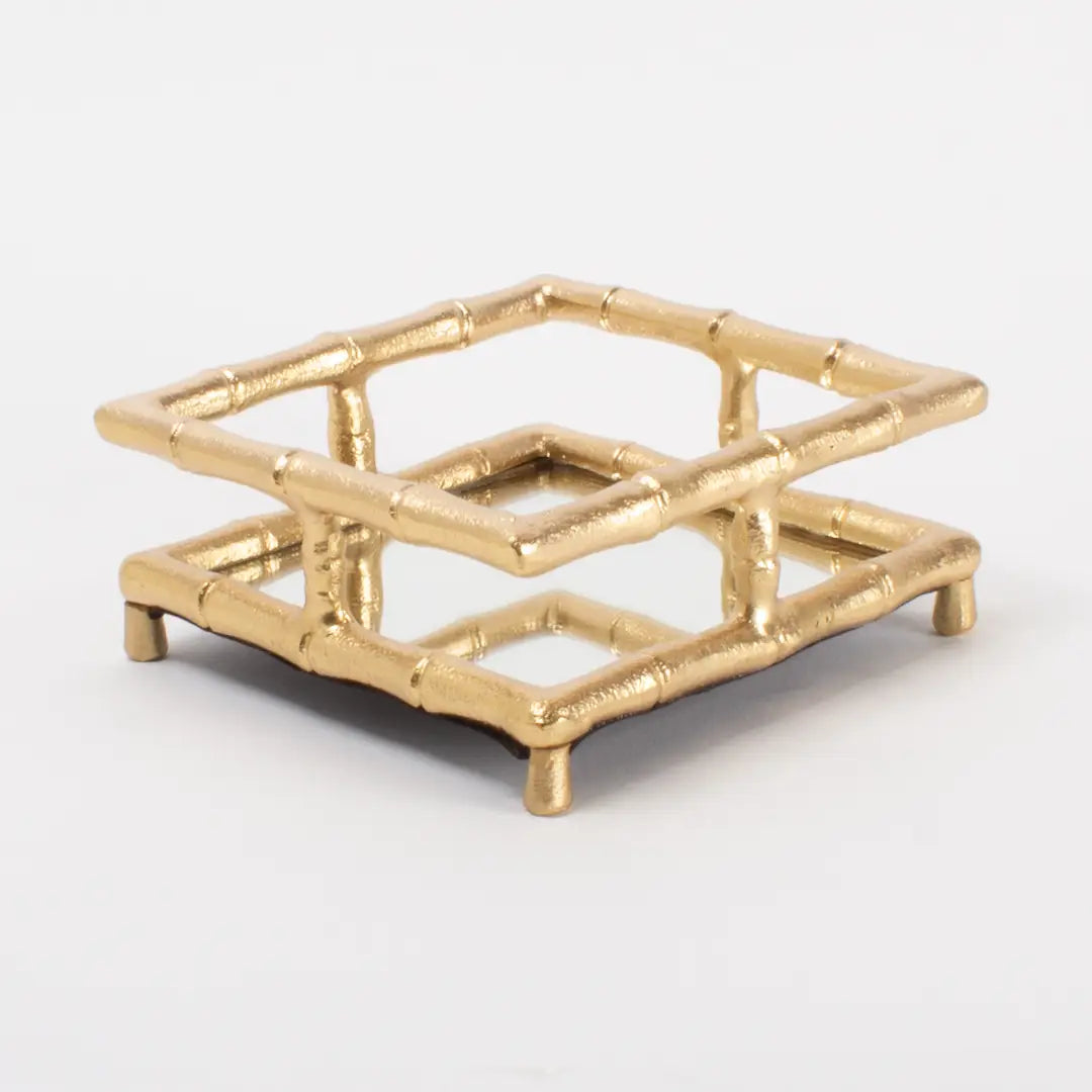 Gold Bamboo Cocktail Napkin Tray | Preppy Bar Cart Accent