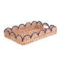 Scalloped Hand-Painted Rattan Tray
