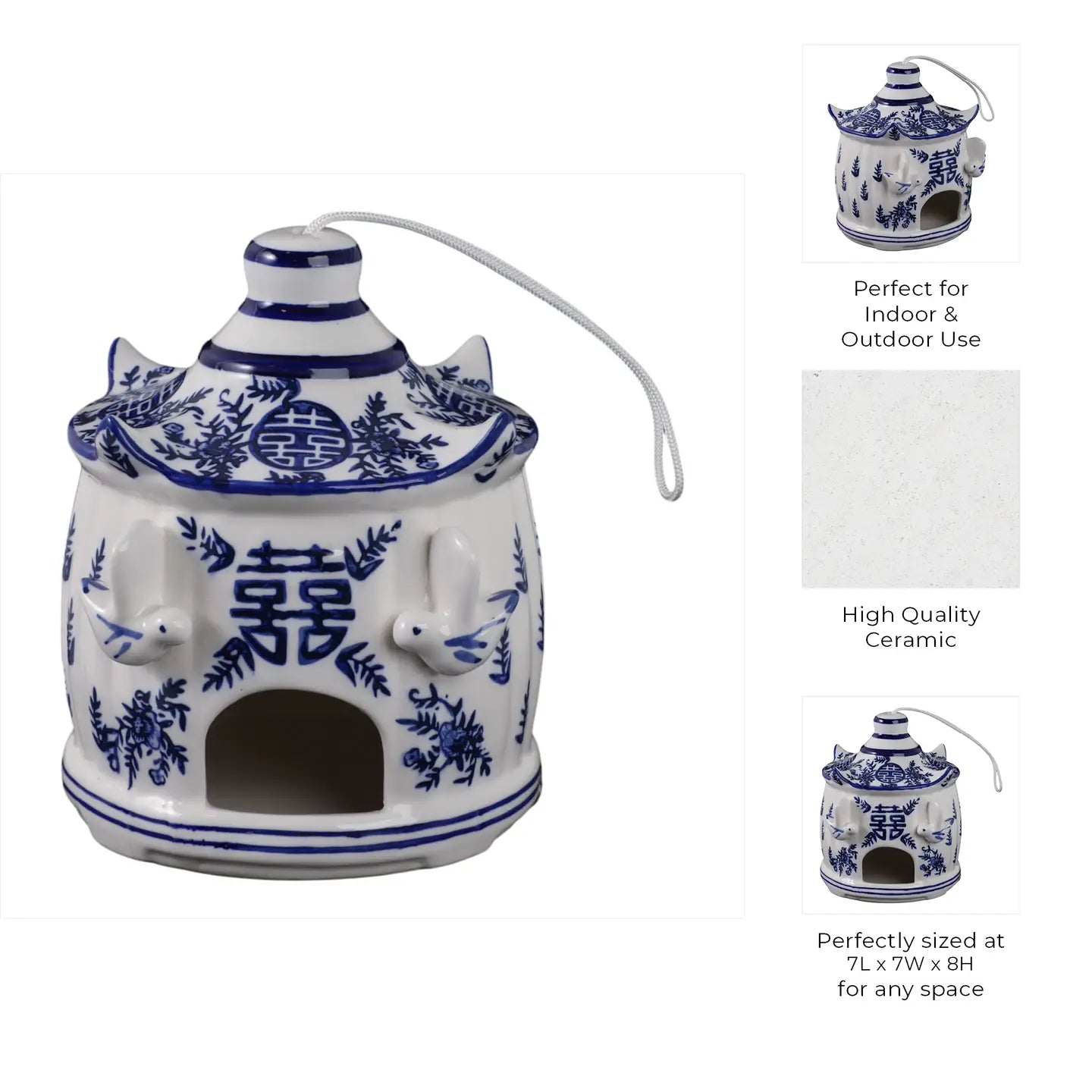 Blue & White Chinoiserie Pagoda Bird House