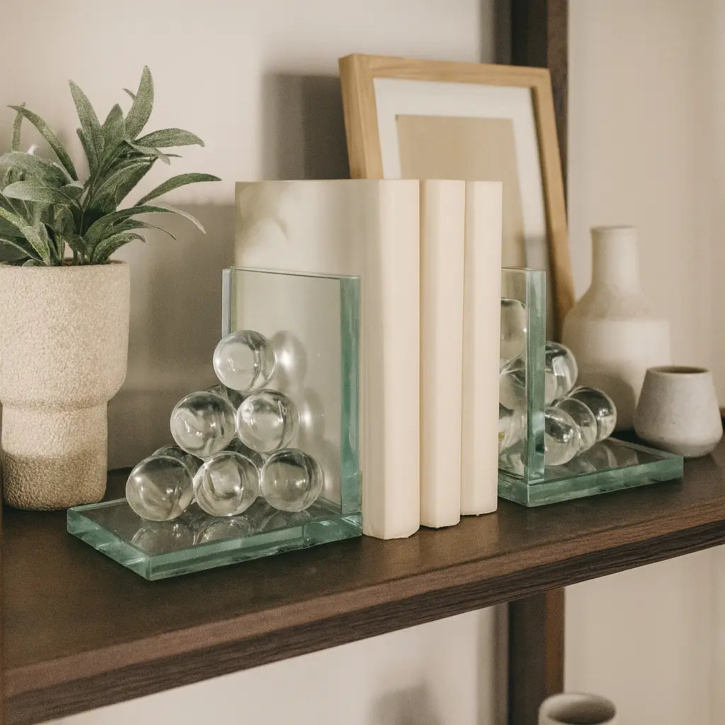 Clear Crystal Spherical Bookends | Decorative Bookends