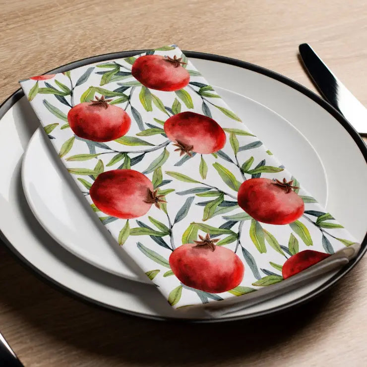 Watercolor Pomegranate Printed Paper Guest Towels | Grandmillennial Guest Towels
