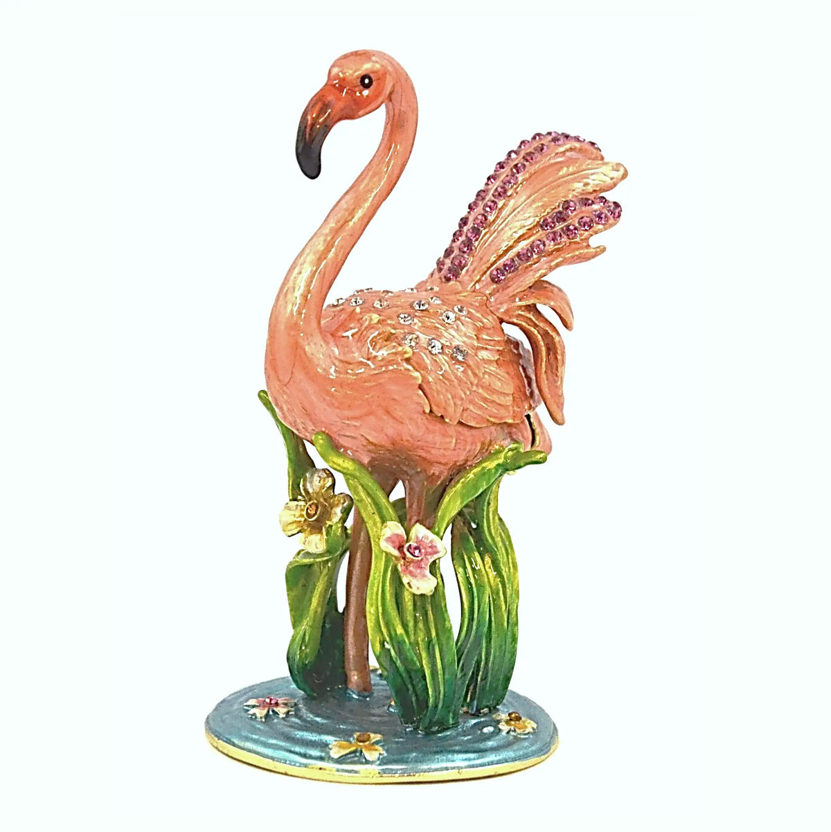 Hand Made Pink Flamingo Trinket Box | Palm Beach Home Decor