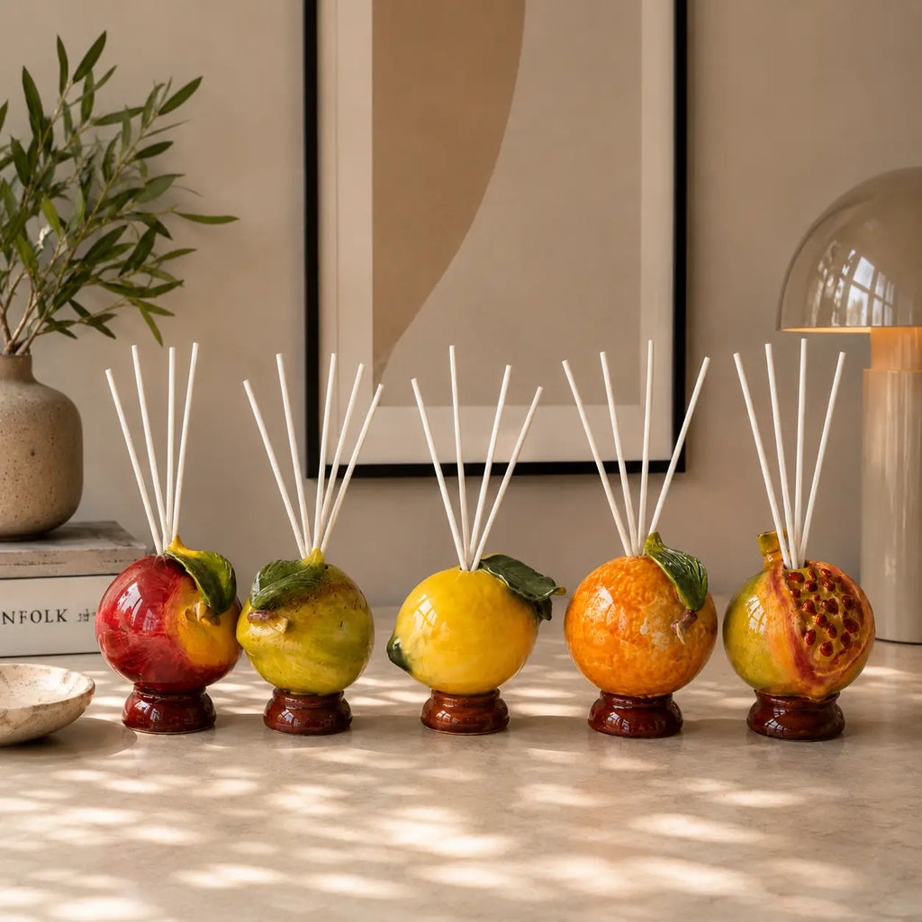 Hand-Painted Capodimonte Italian Orange Reed Diffuser | Luxury Home Decor