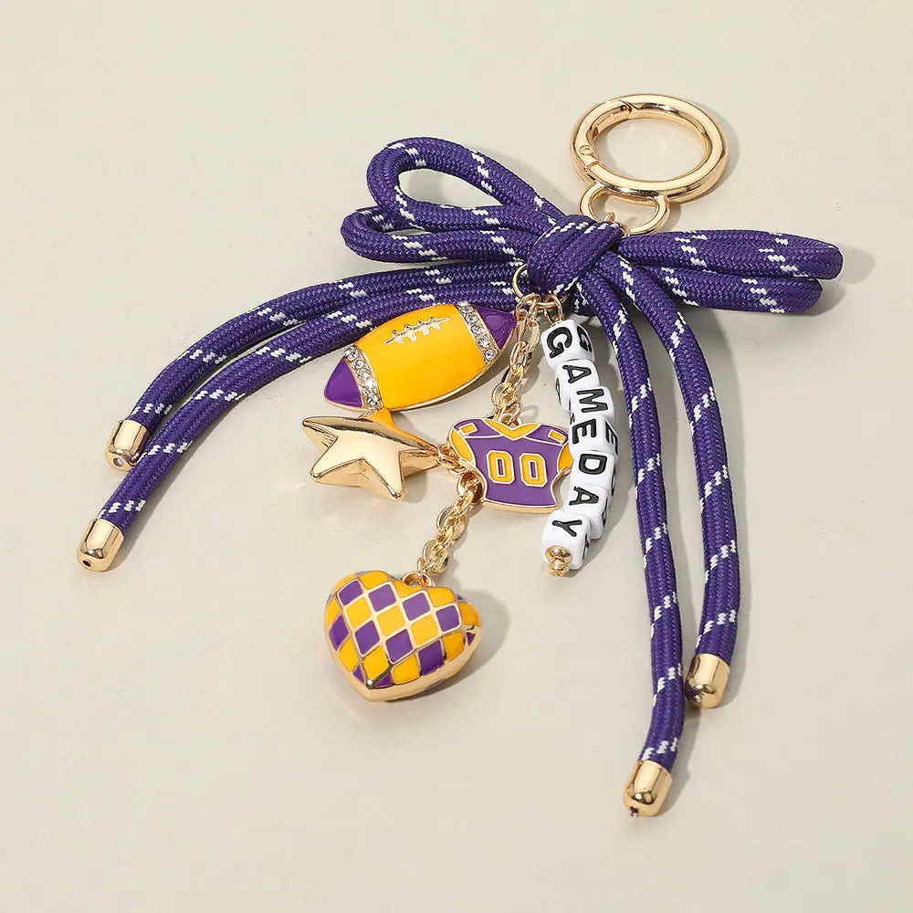 Game Day Football Charm Keychain & Bag Charm