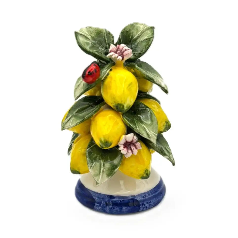 Hand-Painted Capodimonte Italian Ceramic Lemon Cascade Sculpture