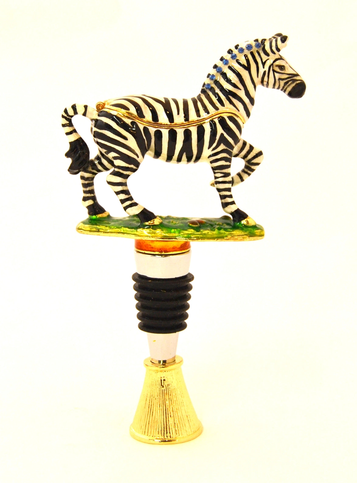 Zebra Trinket Box & Bottle Stopper with Display Stand | Grandmillennial Barware