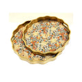 Brushed Gold Scalloped Cockatoo & Pomegranate Serving Tray | Large