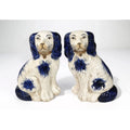 Blue & White Ceramic Staffordshire Dog Pair