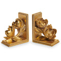 Gold Magnolia Bookends | Elegant Floral Decorative Bookends