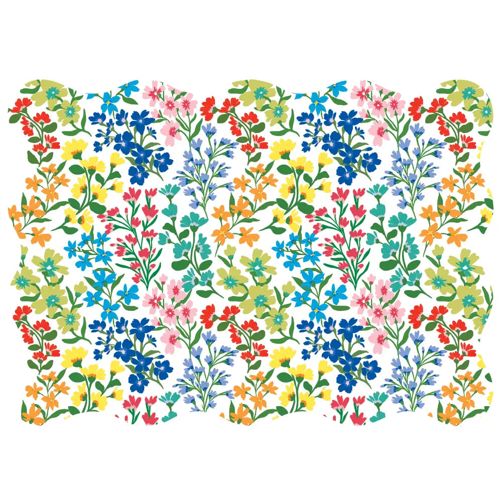 Fun Floral Bloom Scalloped Rectangular Paper Placemats