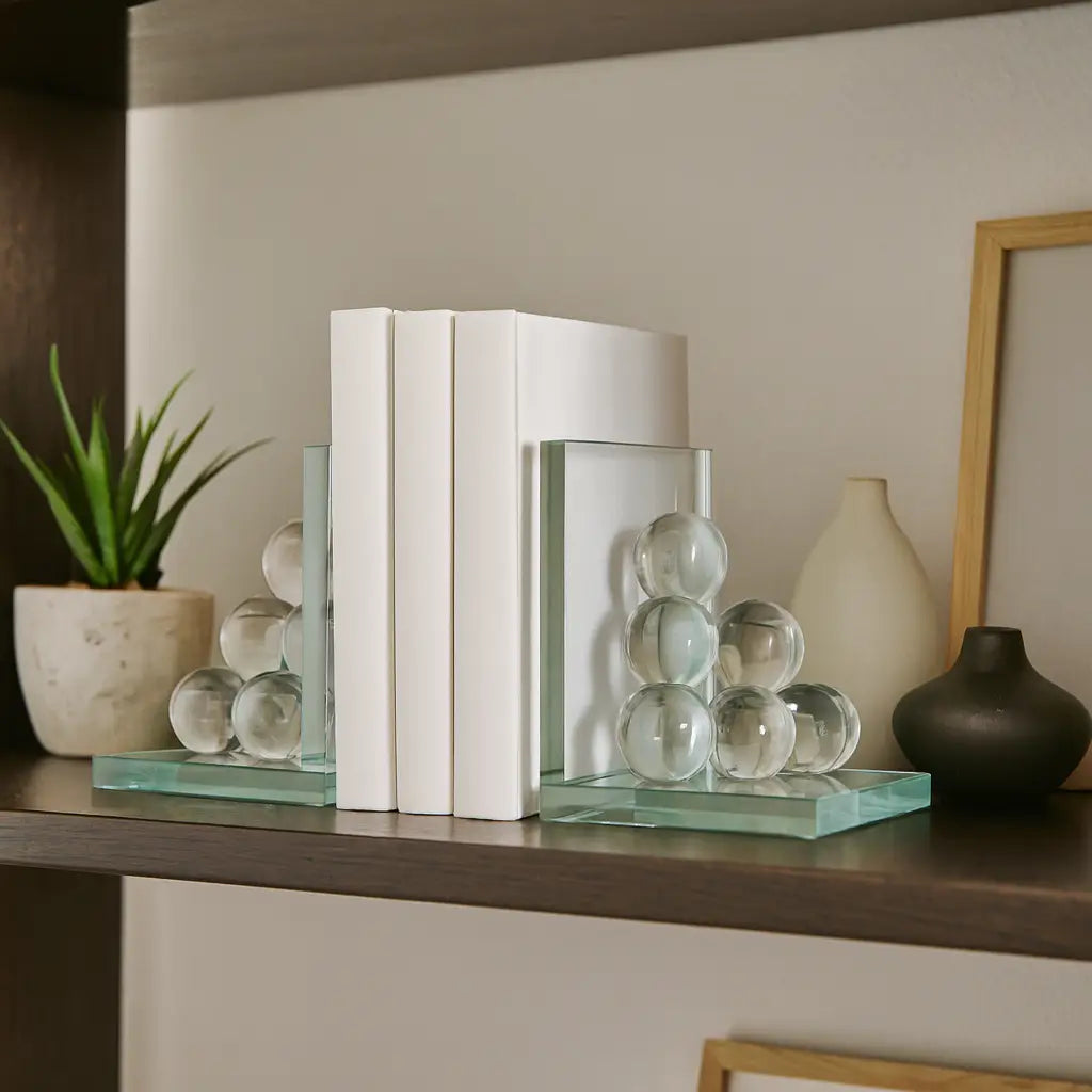 Clear Crystal Spherical Bookends | Decorative Bookends