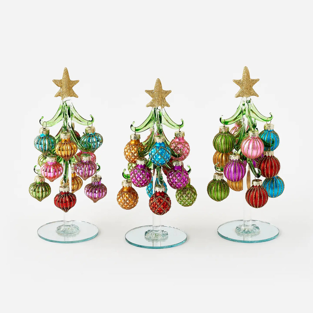 Vintage Style Handmade Glass Tabletop Tree | Traditional Christmas Decor Style C