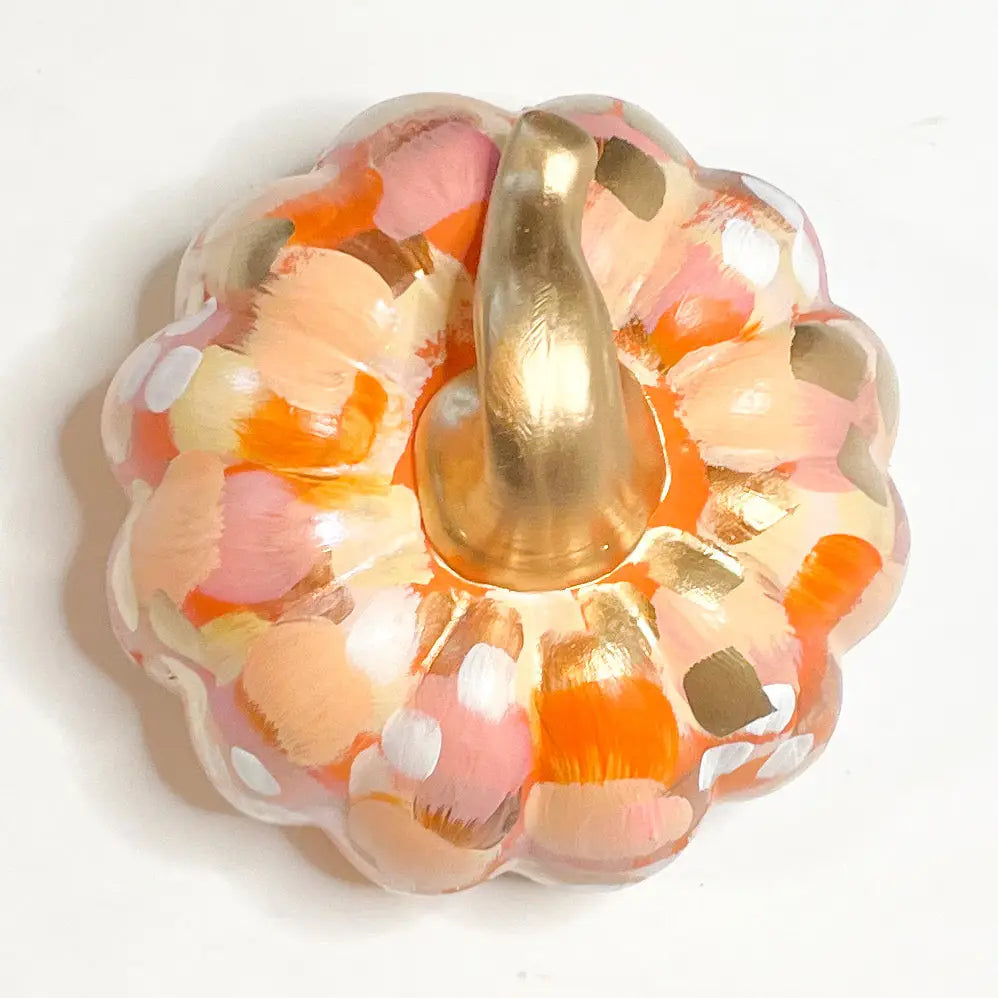 Hand-Painted Abstract Orange Ceramic Pumpkin | Elegant Fall Home Decor