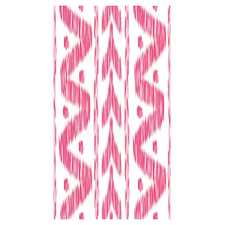 Pink Ikat Linen-Feel Paper Guest Napkins | Preppy Table Decor
