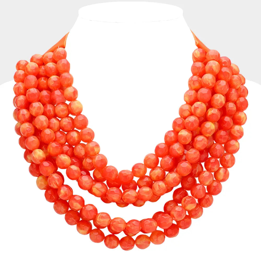 Chunky Acrylic Bead Layered Necklace Multiple Colors
