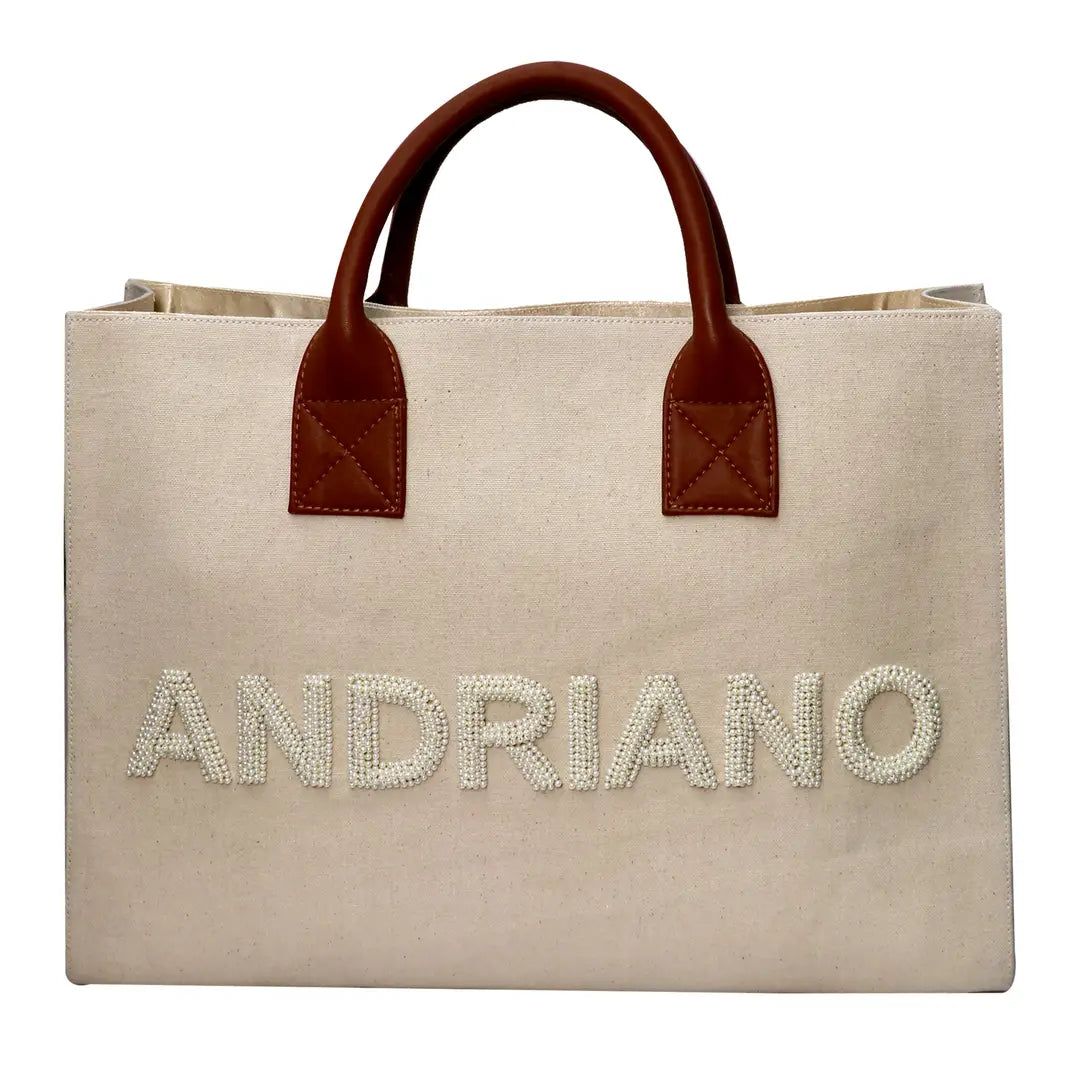Personalized Pearl Seed Tote Handbag | Custom Designer Inspired Handbag