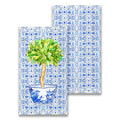 Blue & White with Lemon Topiary Guest Towels | Chinoiserie Guest Towels