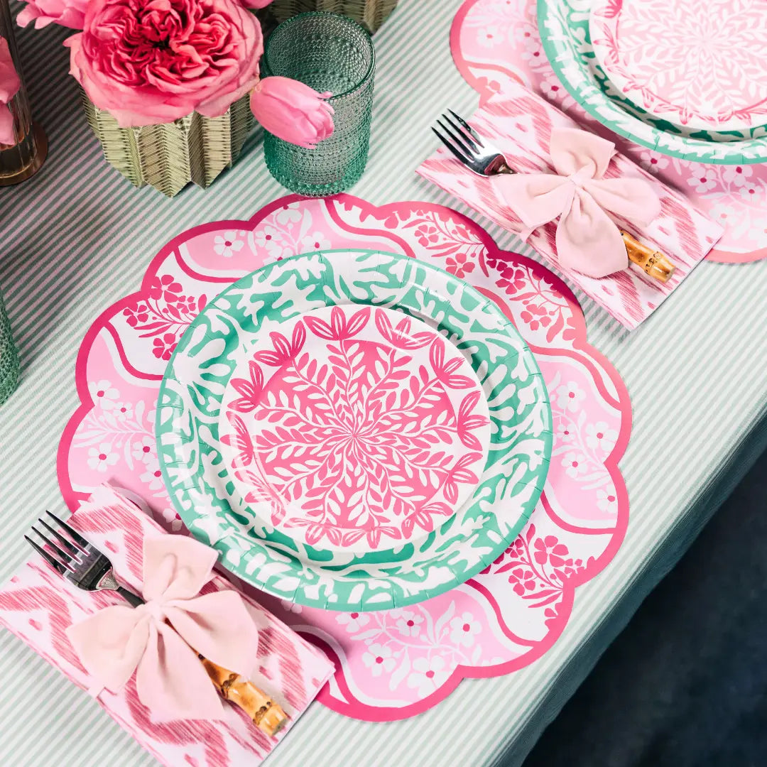 Pink Floral Premium Paper Plate | Party Table Decor