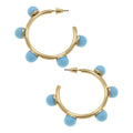 Allison Aqua Resin Beaded Hoop Earrings
