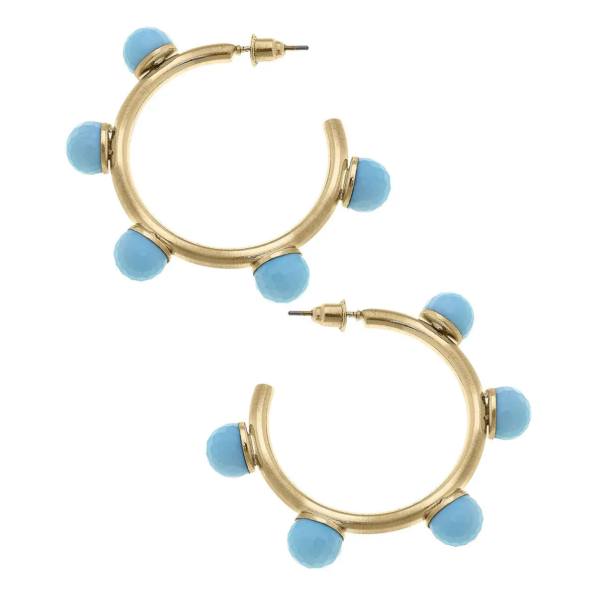 Allison Aqua Resin Beaded Hoop Earrings