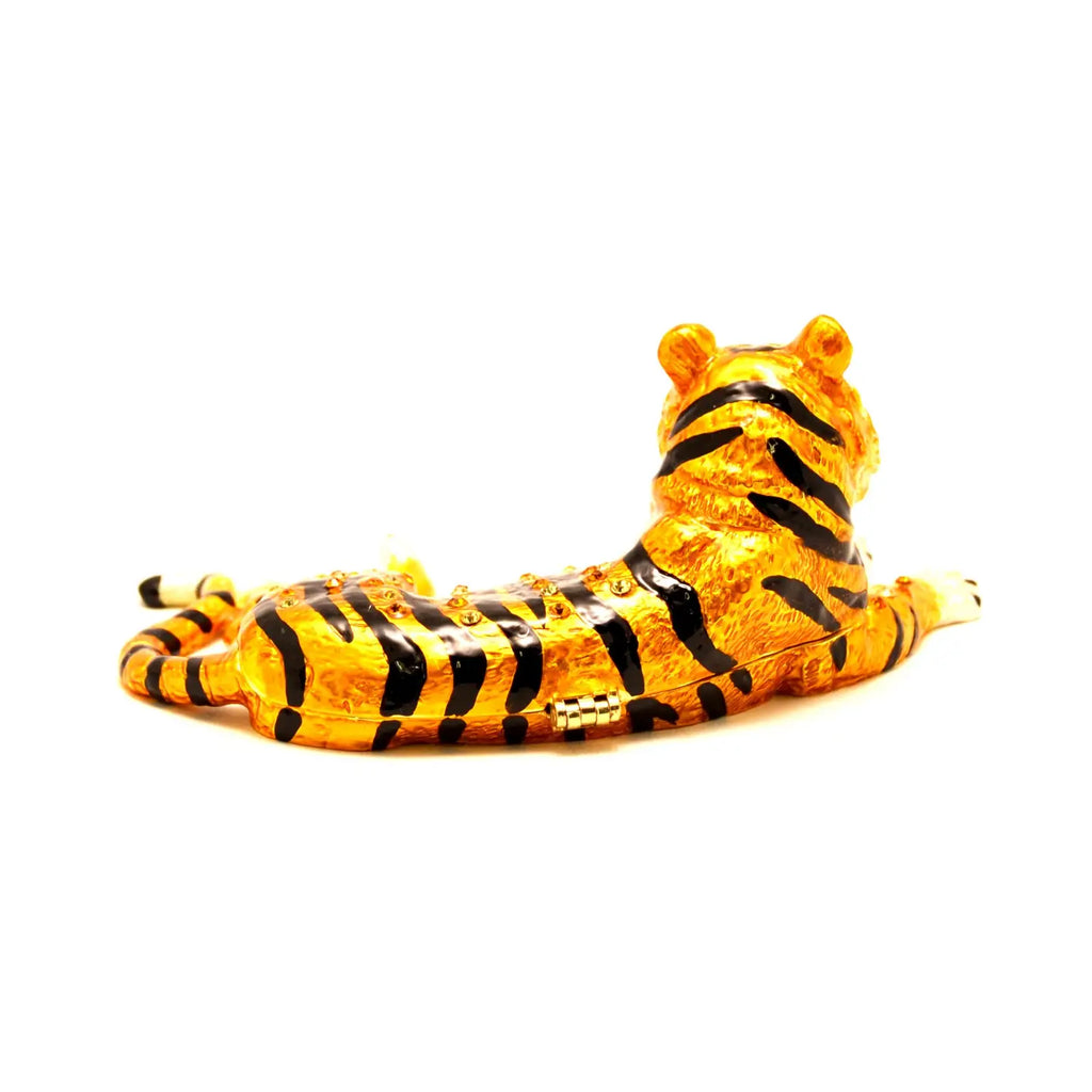 Hand-Painted Enamel Tiger Trinket Box | Grandmillennial Home Decor