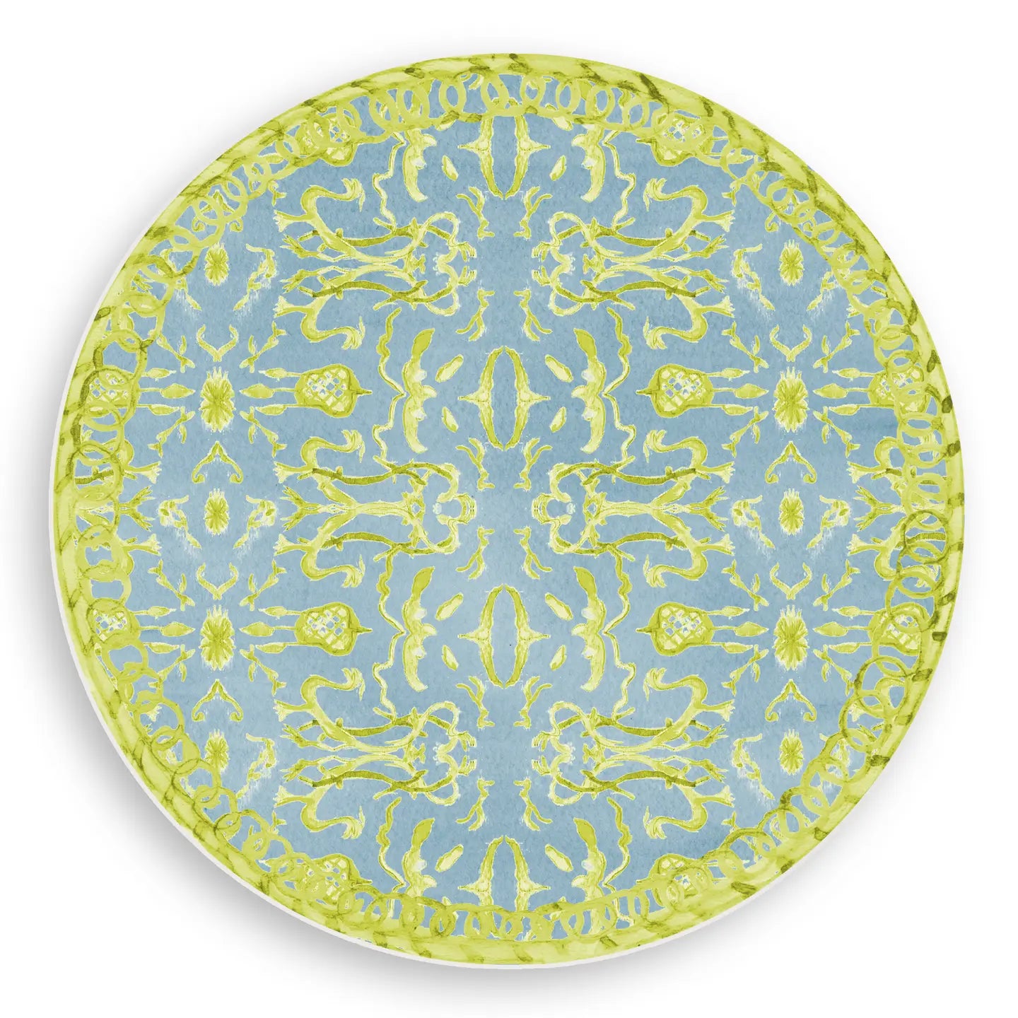Blue & Chartreuse Chinoiserie Reversible Vinyl Placemat