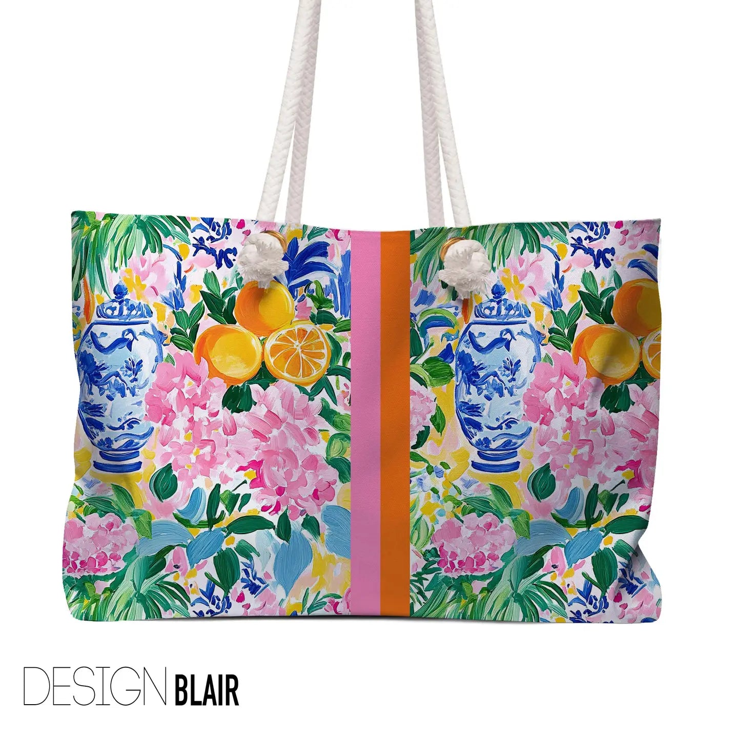 Blair Ginger Jars & Lemons Mahjong Tote Bag | Chinoiserie Style