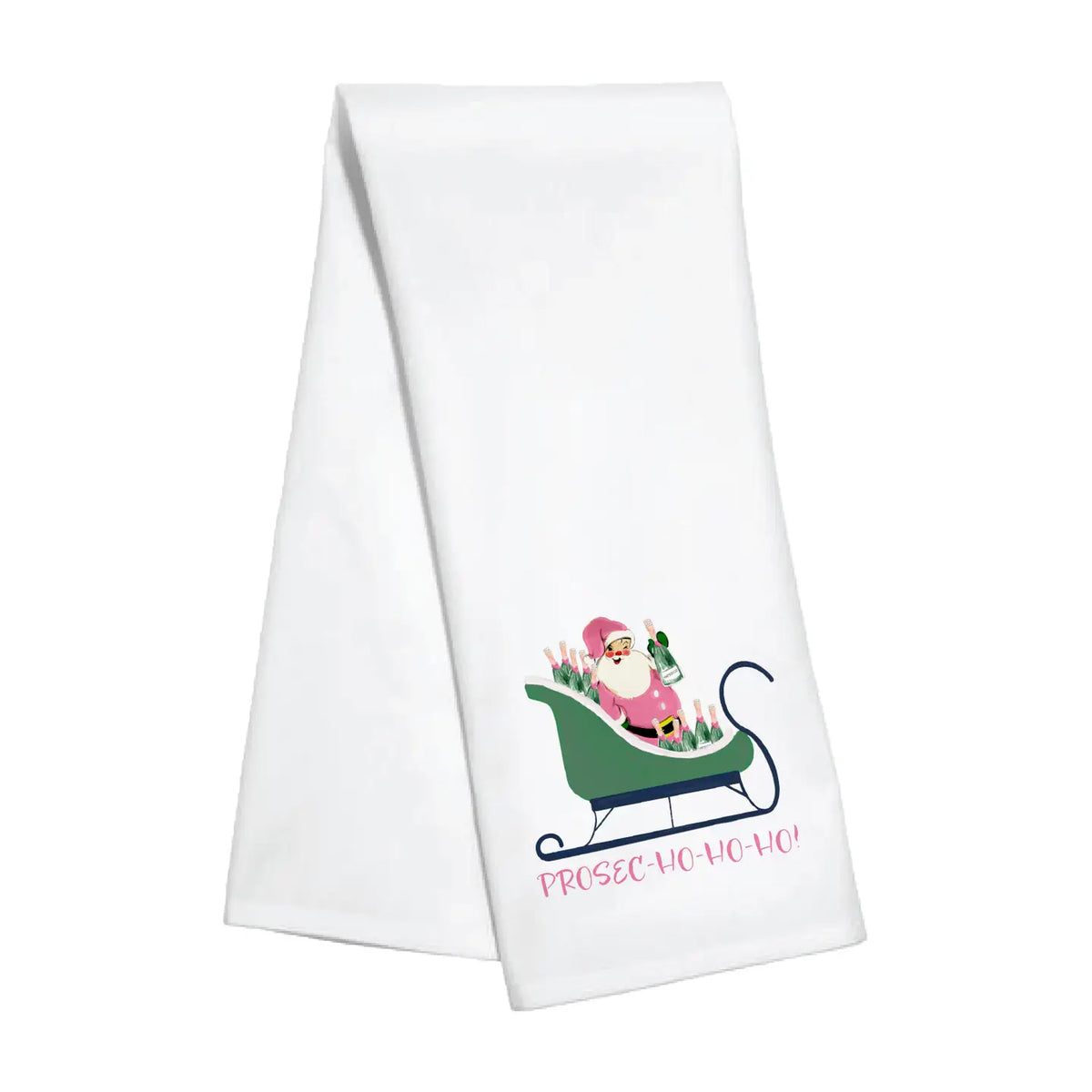Prosec-Ho-Ho-Ho! Kitchen Towel | Vintage Christmas Kitchen Towel