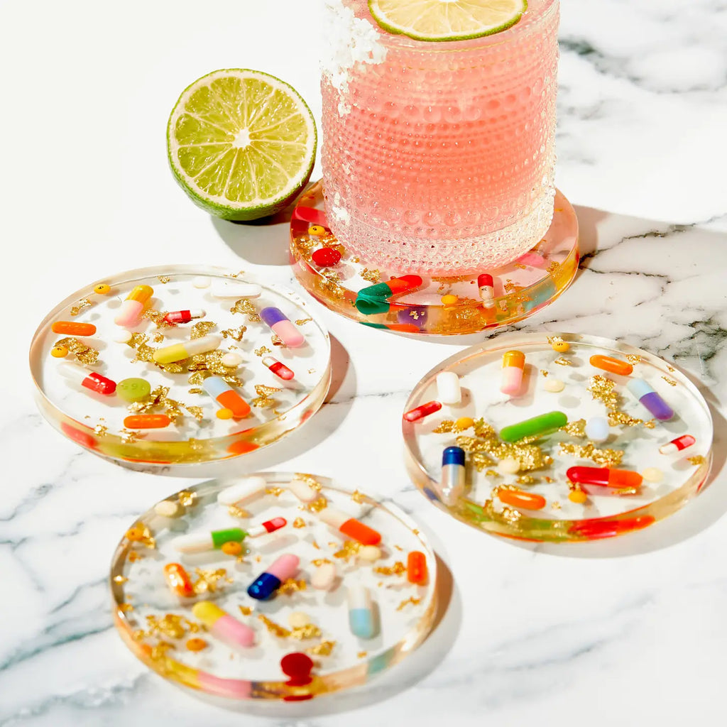 Pill + Gold Coaster Set