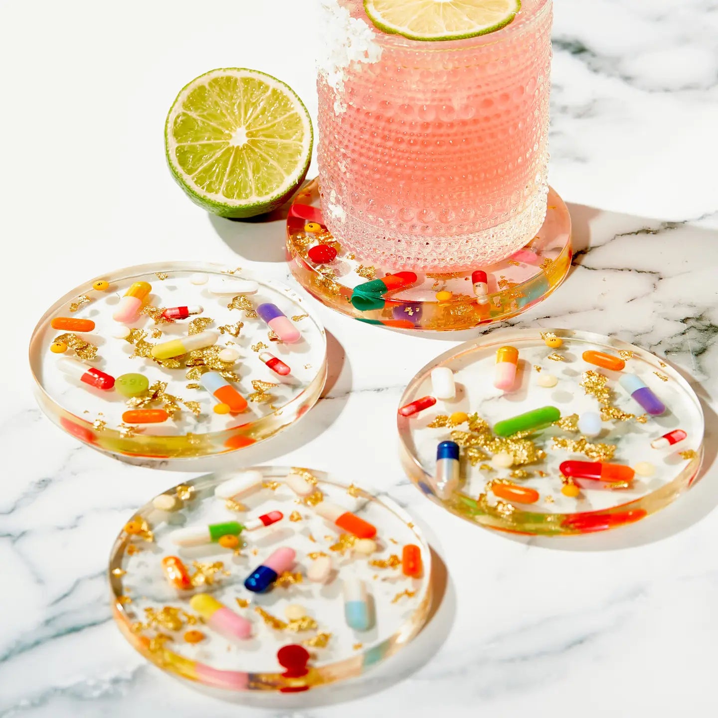 Pill + Gold Coaster Set