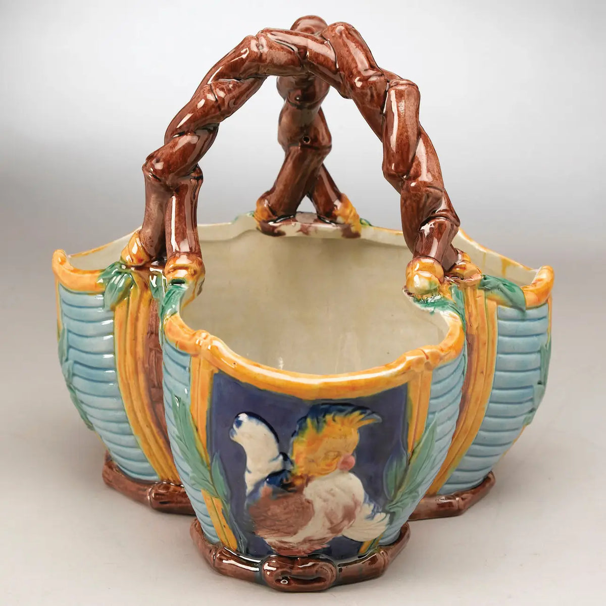 Majolica Style Ceramic Basket | Grandmillennial Home Decor