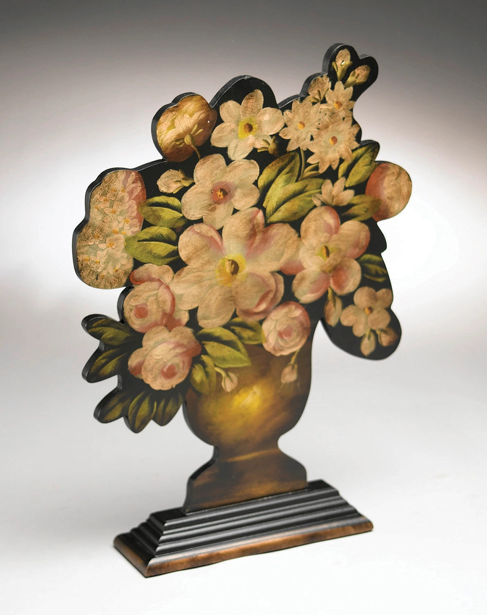 Hand-Painted Floral Arrangement in Vase Silhouette | Grandmillennial Home Decor