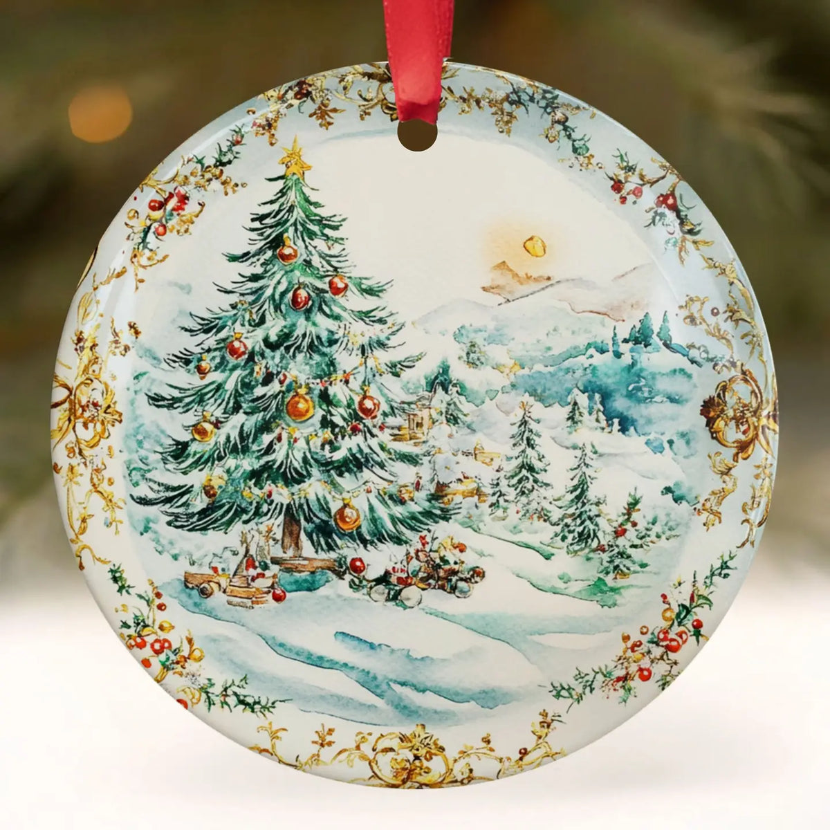 Granny Core Holiday China Plate Vintage Christmas Ornament | Grandmillennial Holiday Decor