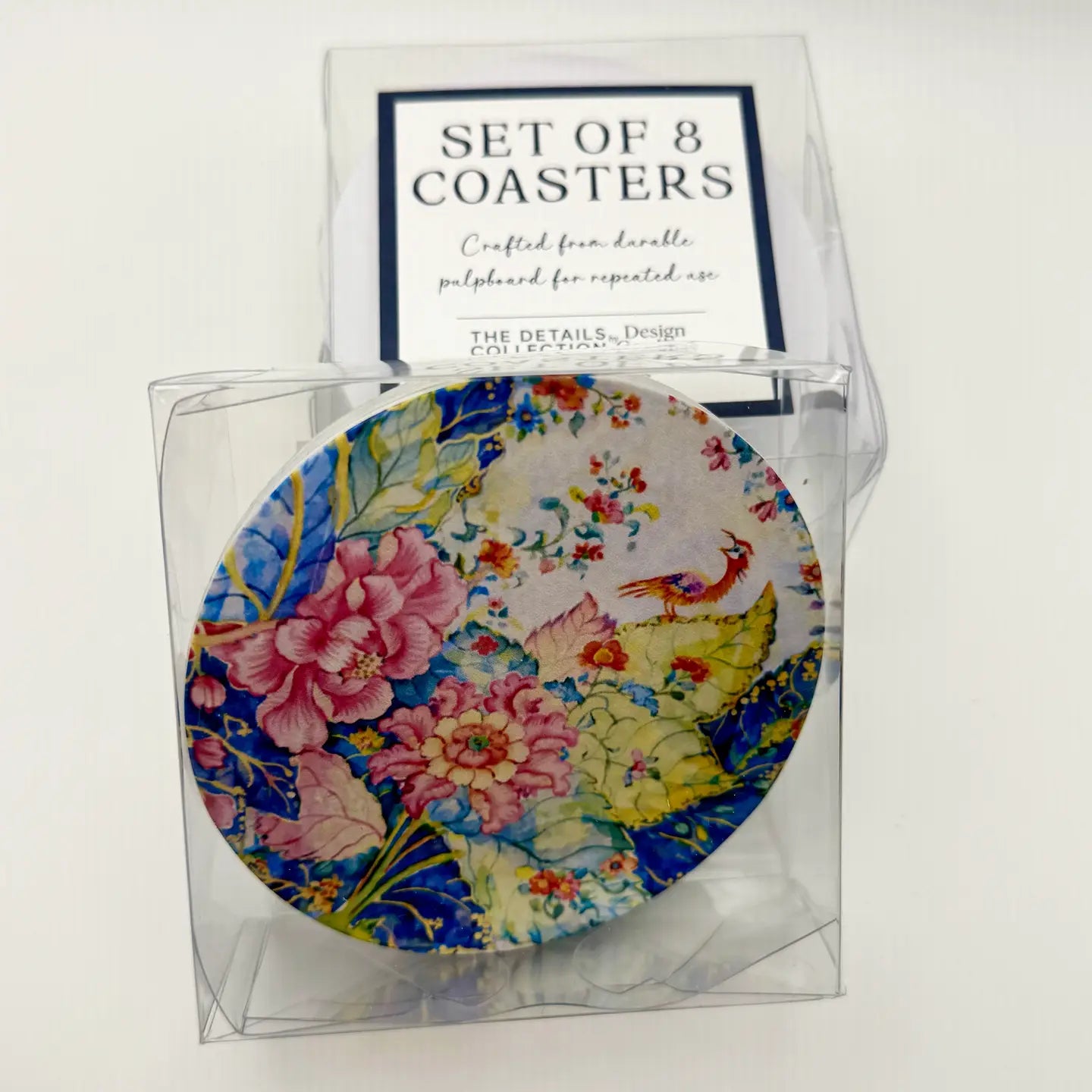 Tobacco Leaf Coasters Set of 8 | Elegant Chinoiserie Drink Coasters