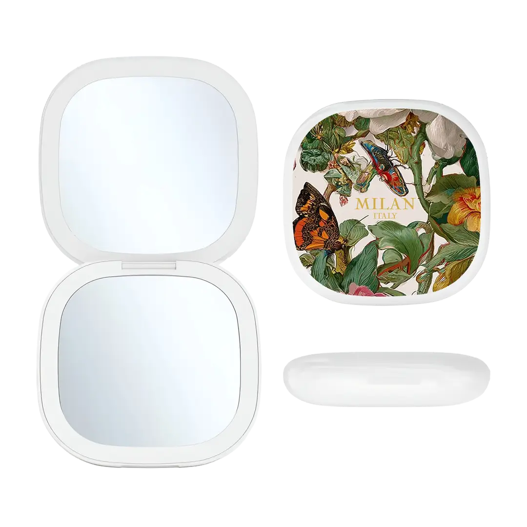 Flora Milan Butterfly Compact LED Mirror | Designer Floral Travel Mirror