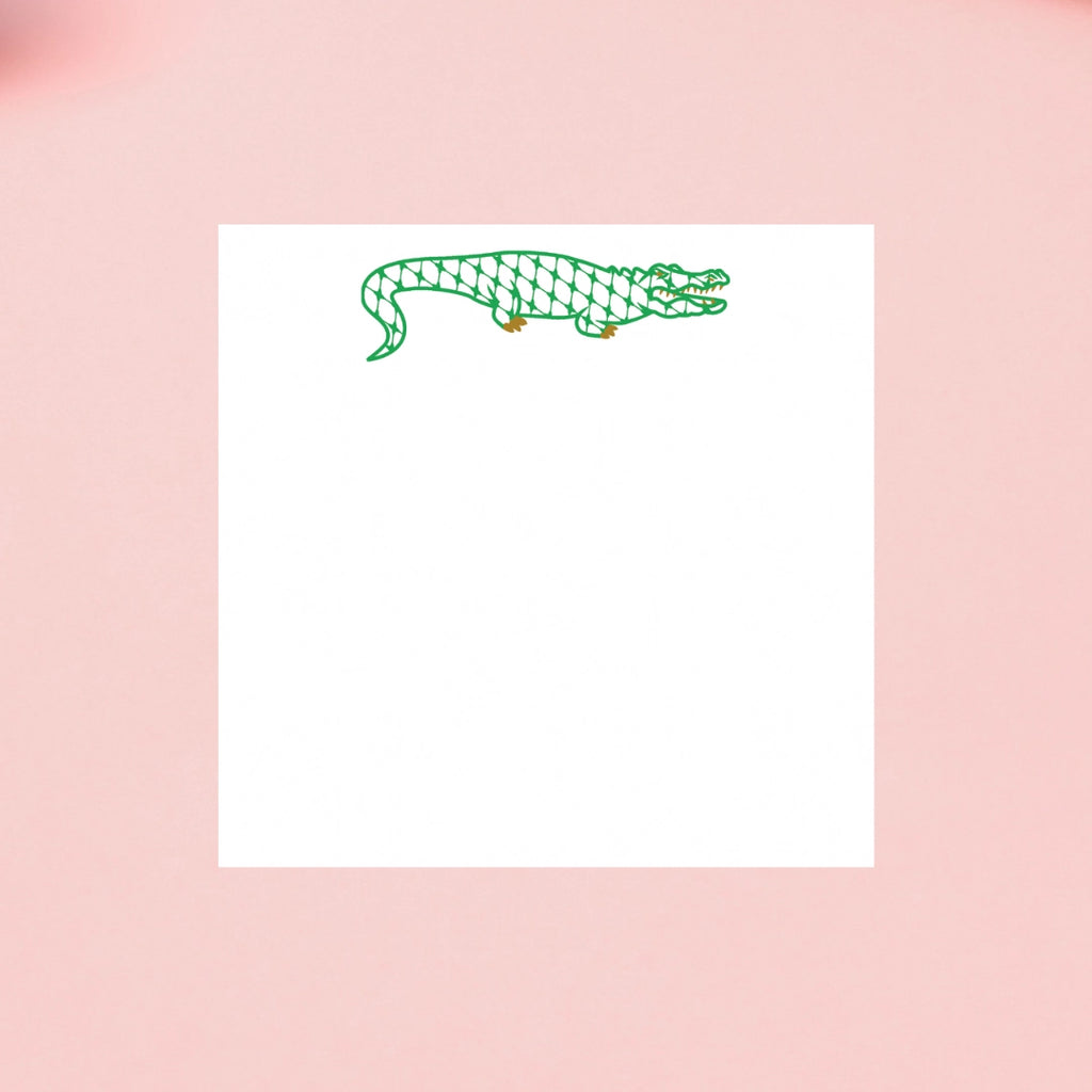 Chic Alligator Notepad Kelly Green & Gold