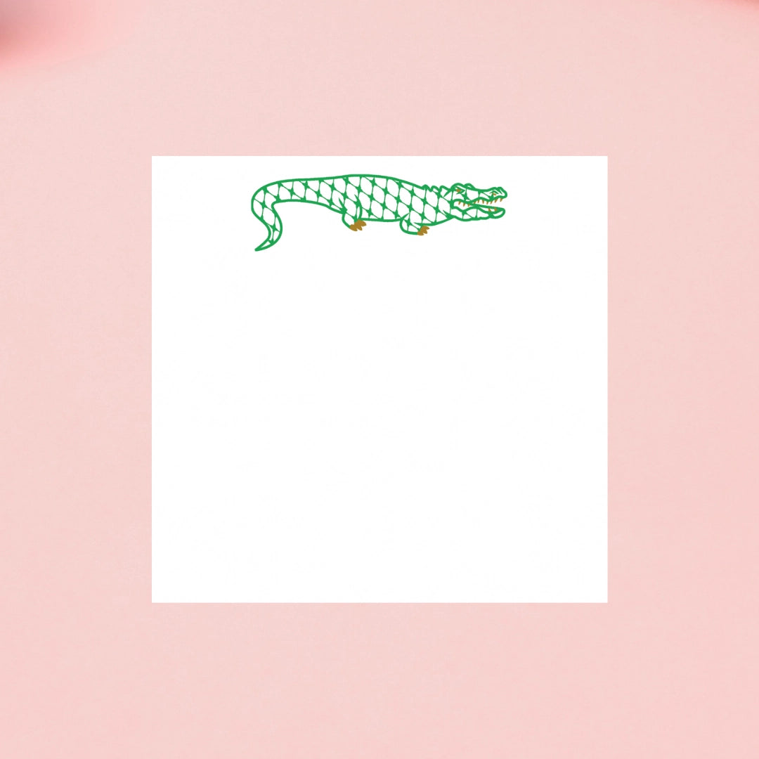 Chic Alligator Notepad Kelly Green & Gold