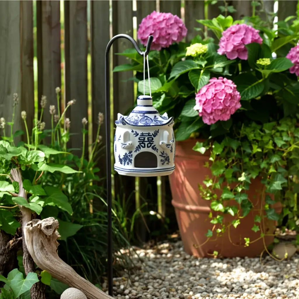 Blue & White Chinoiserie Pagoda Bird House