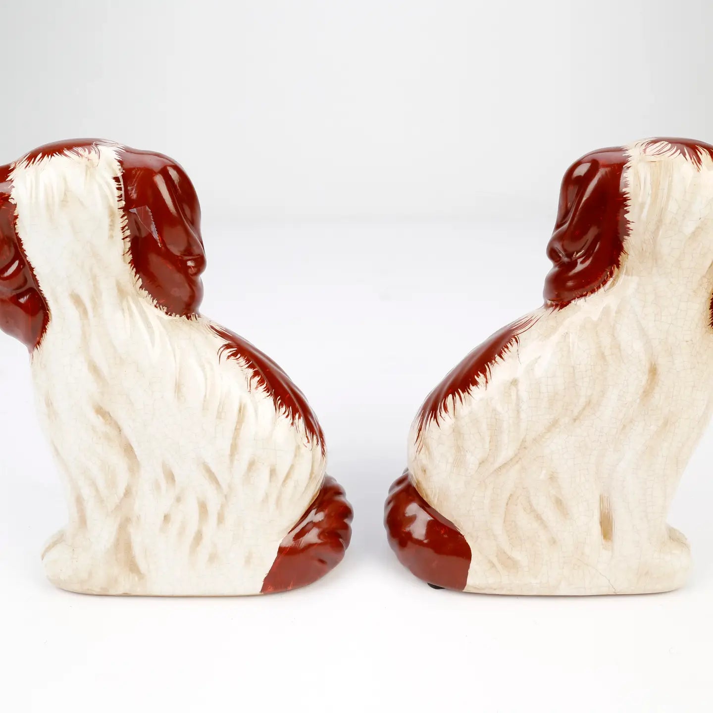 Staffordshire Dog Pair with Flower Baskets, Brown  Finish