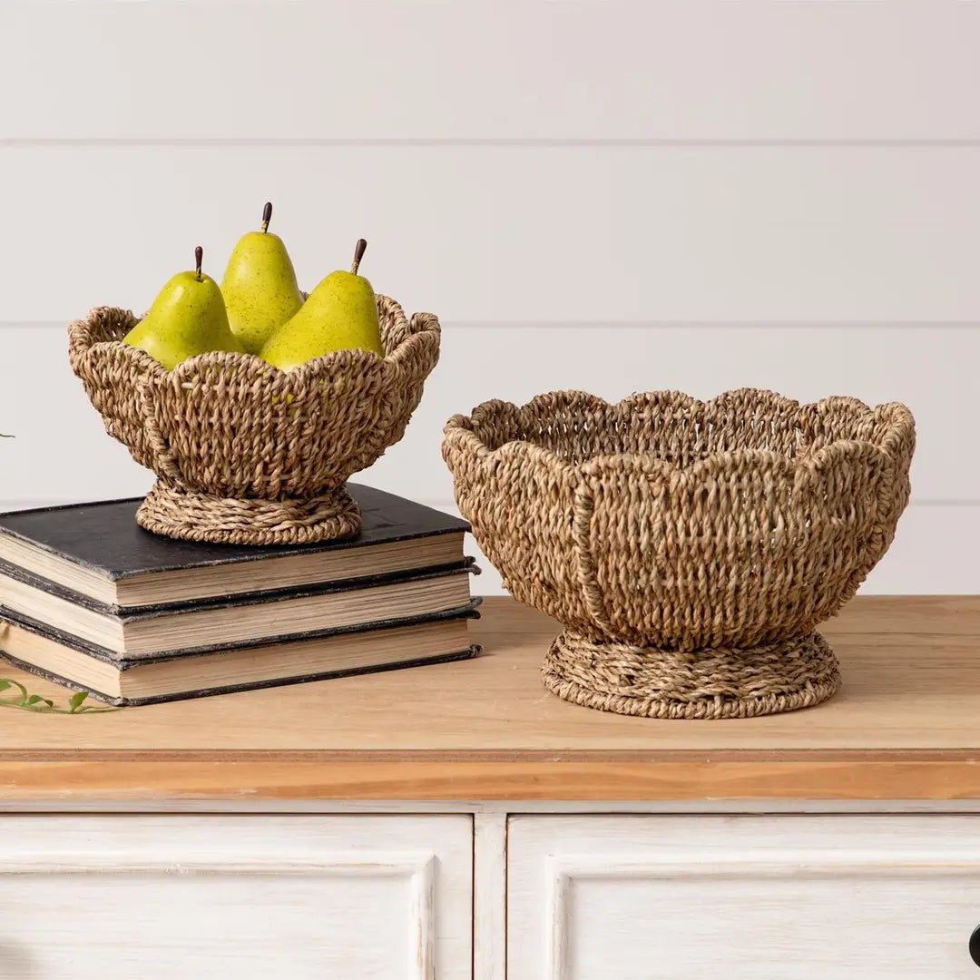 Scalloped Edge Seagrass Bowls - Two Sizes