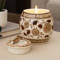 Brown & White Chinoiserie Ceramic Jar Candle | Peony Scented Soy Wax