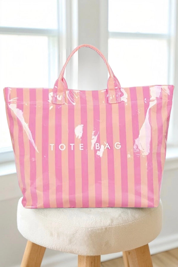 Tote Bag in Precious Pink & Orange Stripe