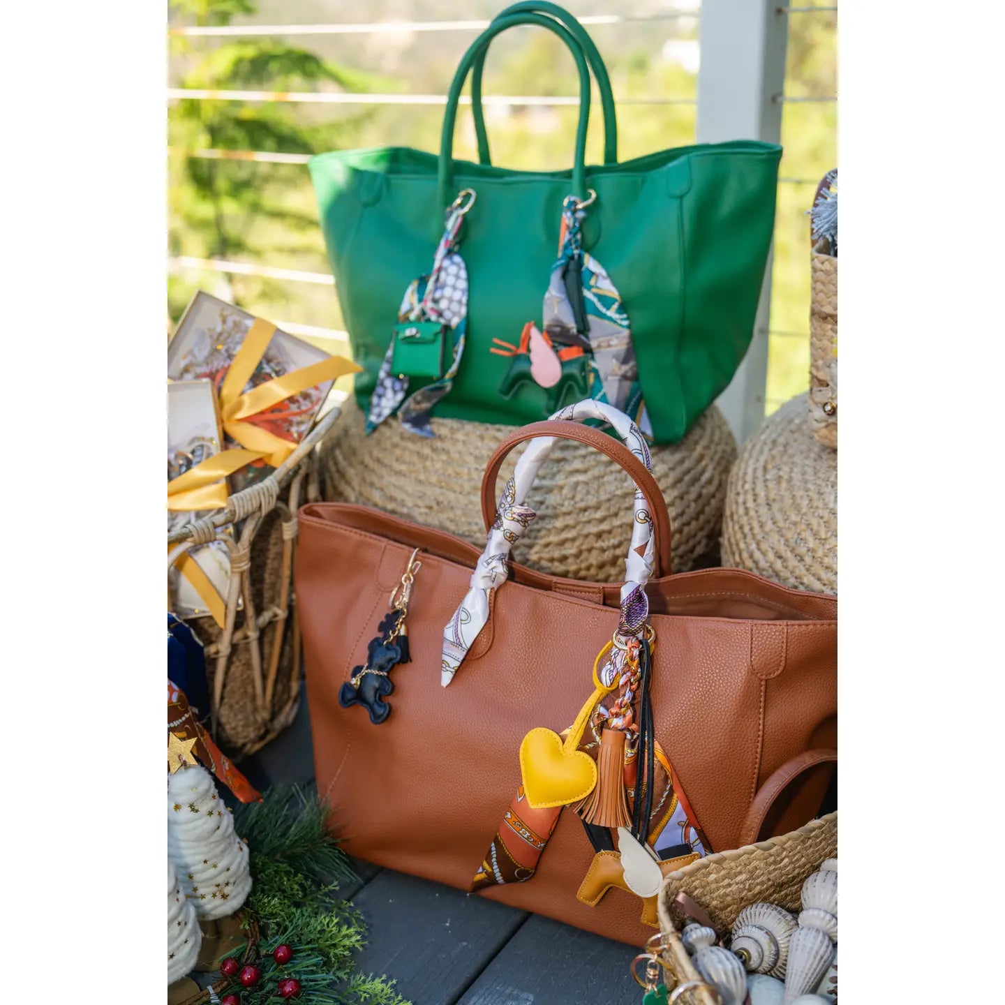 "The Madison" Faux Leather Tote Bag with Designer Sandal Charm
